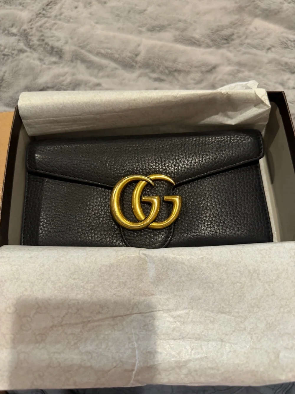 Gucci Marmont Continental Black Leather Interior Card Slot Pouch